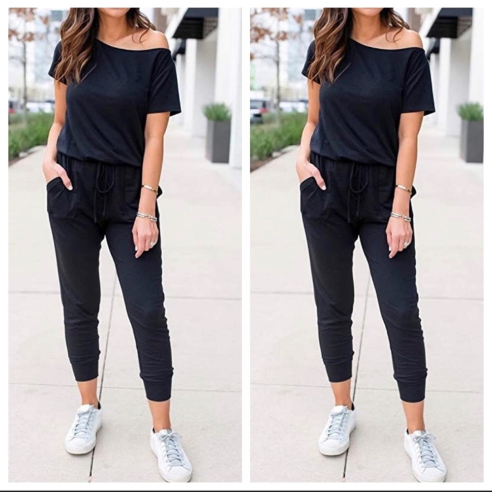✨LAST ONE✨ on/off the shoulder drawstring jumpsuit - Picture 5 of 7